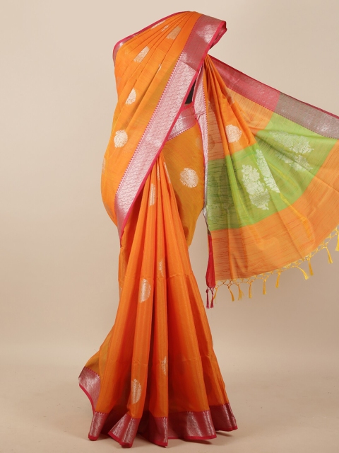

Pothys Orange & Red Woven Design Zari Detail Saree