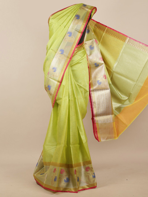 

Pothys Green & Pink Woven Design Silk Blend Saree