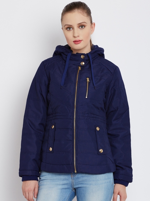 

Fort Collins Navy Padded Jacket with Detachable Hood, Navy blue