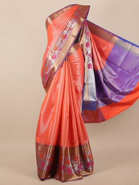 

Pothys Women Orange & Purple Floral Woven Designed Saree