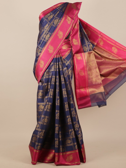 

Pothys Blue & Pink Ethnic Motifs Saree