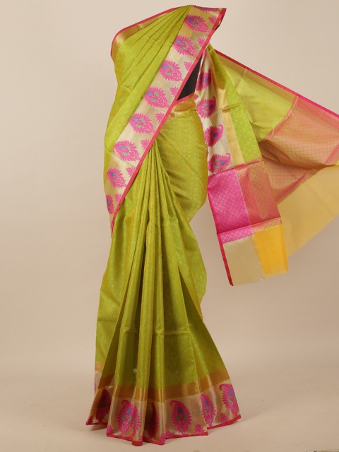 

Pothys Green & Pink Ethnic Motifs Woven Design Silk Blend Saree