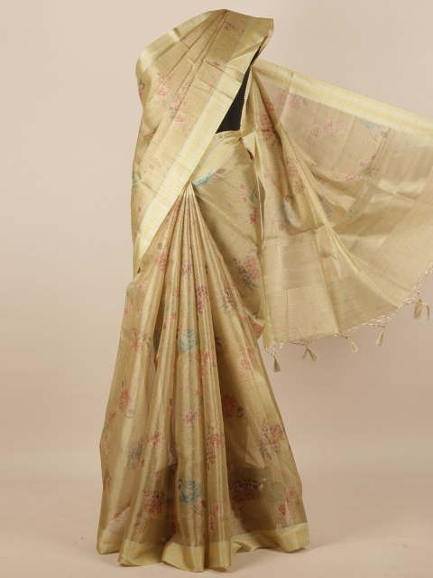 

Pothys Women Gold-Toned Tissue Floral Printed Saree
