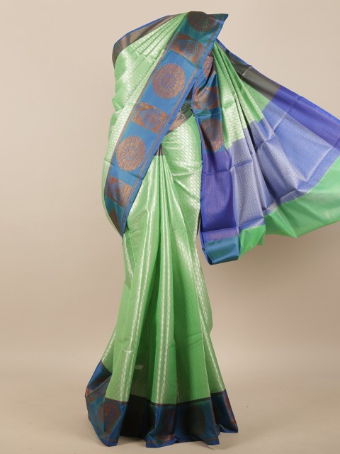 

Pothys Green & Blue Ethnic Motifs Silk Blend Saree