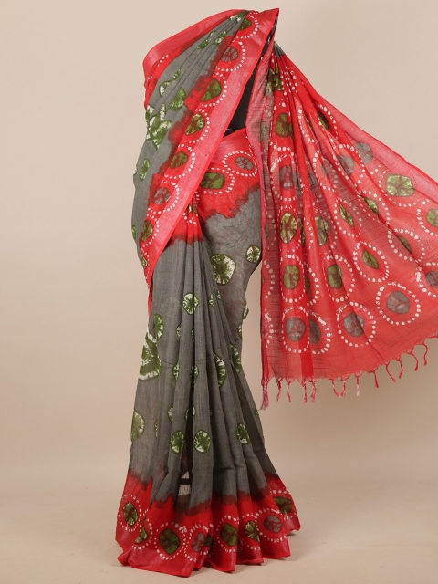 

Pothys Grey & Green Zari Linen Blend Saree