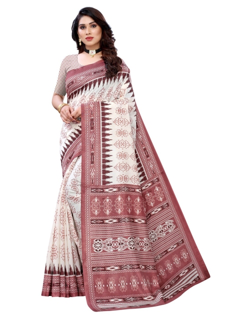 

KALINI Off White & Brown Ethnic Motifs Saree