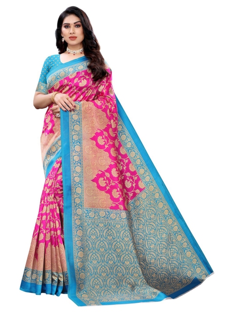 

KALINI Pink & Blue Ethnic Motifs Printed Saree