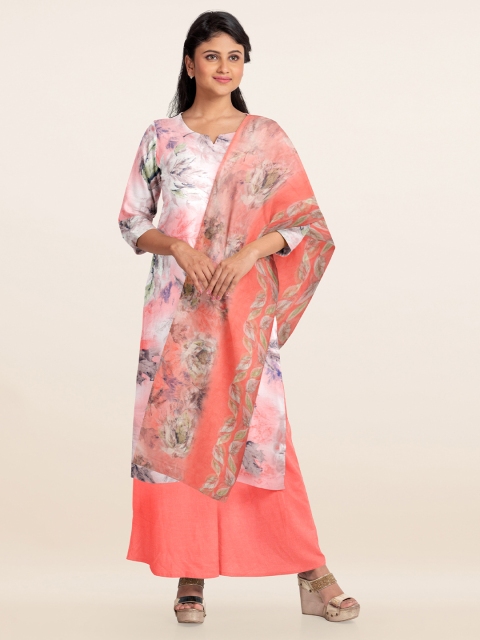 

Pothys Pink Printed Unstitched Dress Material