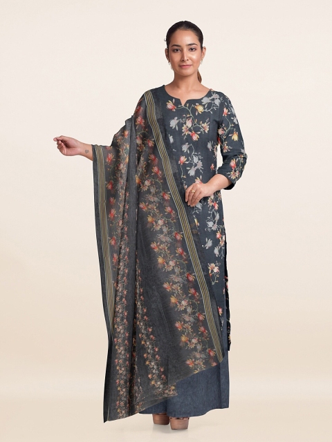 

Pothys Grey Printed Unstitched Dress Material
