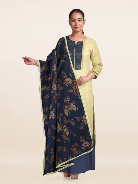 

Pothys Yellow & Grey Woven Design Unstitched Dress Material