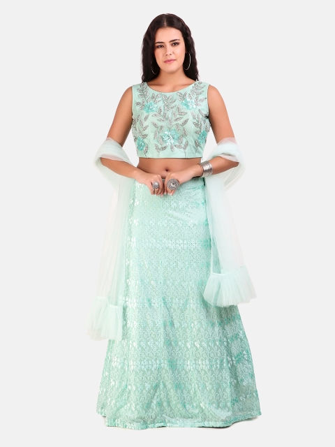 

Grancy Sea Green Embroidered Sequinned Ready to Wear Lehenga & Blouse With Dupatta