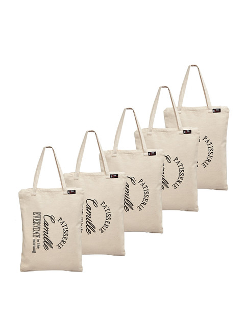 

KLOTTHE Women Set of 5 Off White Shopper Tote Bags