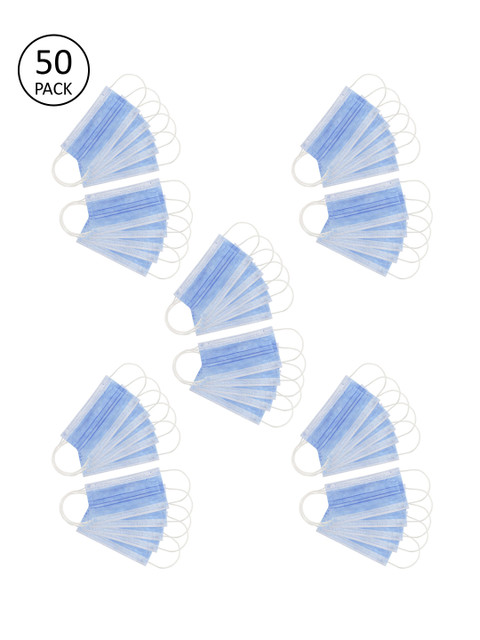 

Voylla Unisex Blue Pack Of 50 3Ply Non Woven Fabric Face Mask With Noseclip