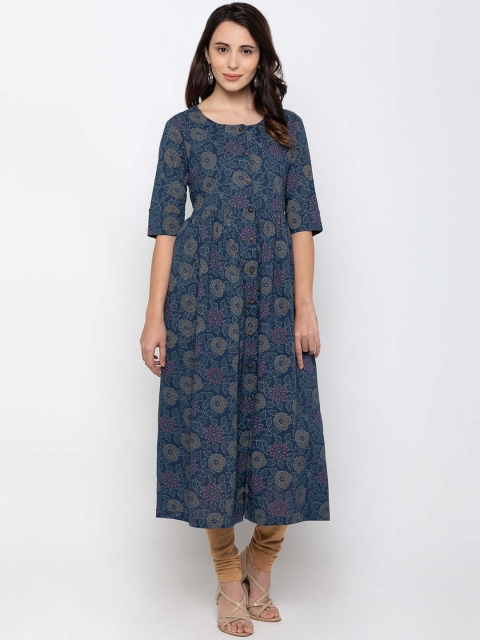 

ZOLA Women Navy Blue Printed Kurta