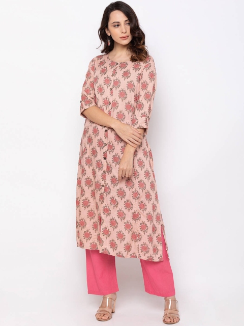 

ZOLA Women Pink & Beige Floral Printed Kurta