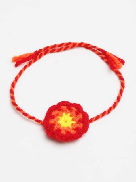 

Bodh Design Orange Floral Handmade Rakhi