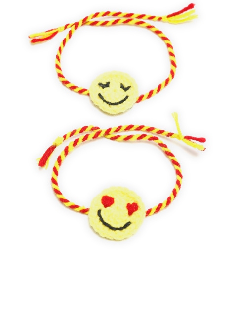 

Bodh Design Yellow & Red Set of 2 Smiley Handmade Rakhi