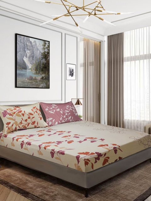 

Aura Brown & Burgundy 210 TC King Bedsheet with 2 Pillow Covers