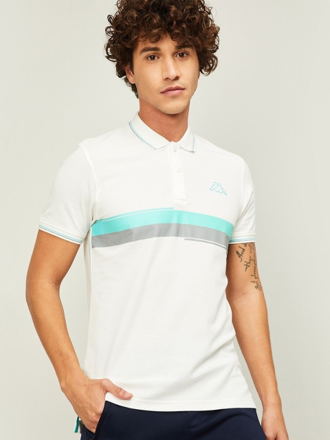 

Kappa Men White Striped Polo Collar Slim Fit T-shirt