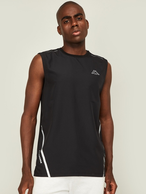 

Kappa Men Black Brand Logo Printed Slim Fit T-shirt