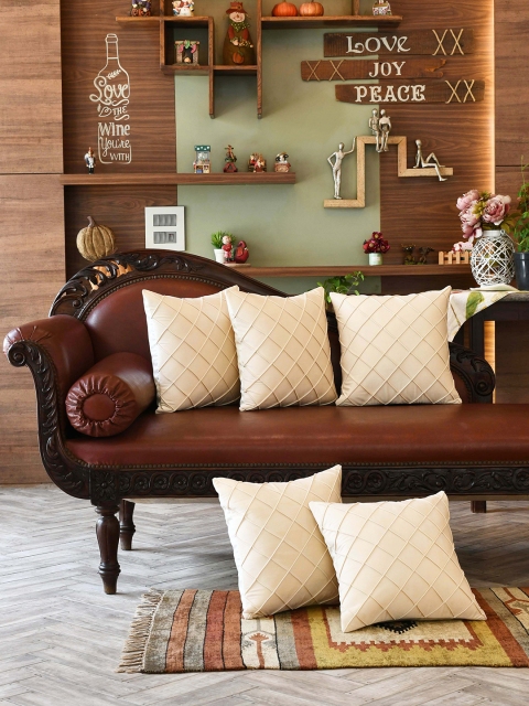 

AMOROSA Taupe Set of 5 Velvet Square Cushion Covers