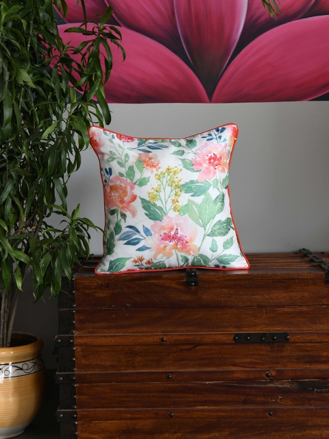 

AMOROSA Multicoloured Set of 2 Floral Square Cushion Covers, Multi