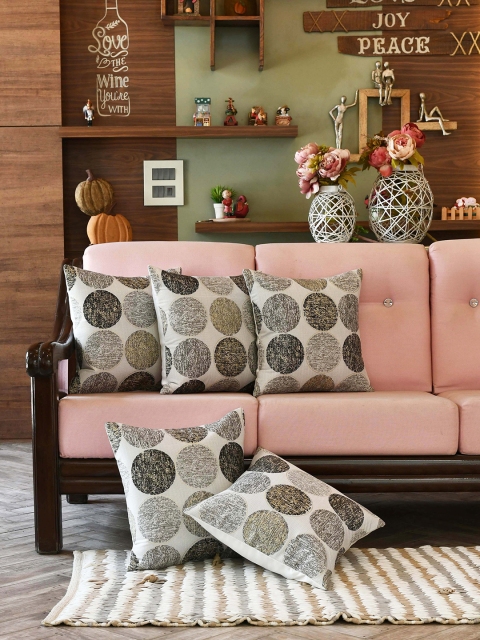

AMOROSA Multicoloured Set of 5 Geometric Square Cushion Covers, Multi