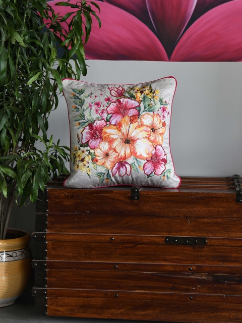 

AMOROSA Multicoloured Set of 2 Floral Velvet Square Cushion Covers, Multi