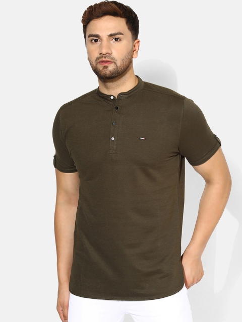 

V2 Value & Variety Men Olive Green Straight Kurta