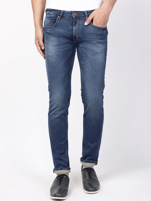 

Blackberrys Men Navy Blue Buff Slim Fit Low-Rise Light Fade Jeans