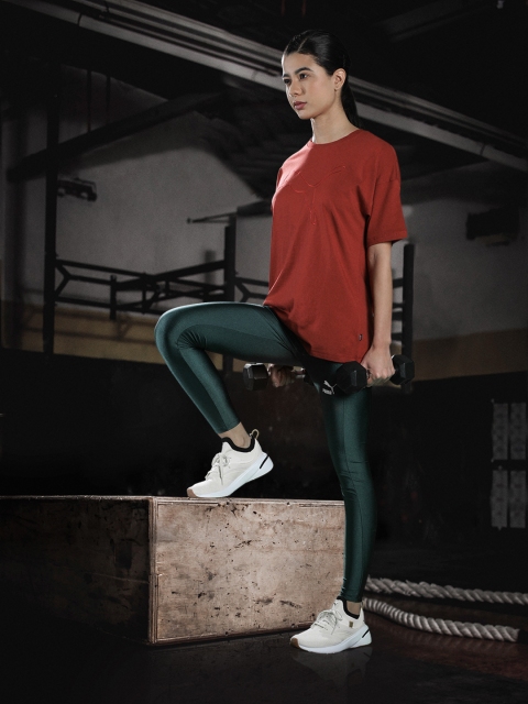 

Puma Women Red Brand Logo Loose Pure Cotton T-shirt