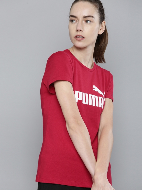 

Puma Women Red Brand Logo Printed Pure Cotton T-shirt