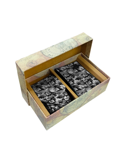 

Blacksmith Men Grey Camouflage Printed RFID Wallet & Tie