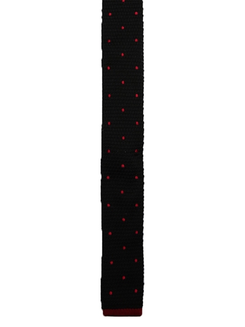 

Alvaro Castagnino Men Black & Red Woven Design Skinny Tie