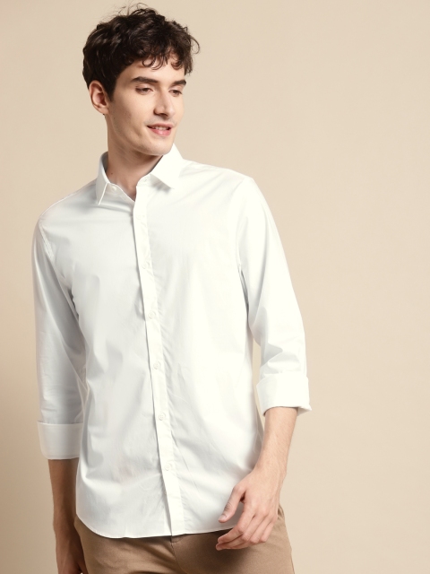

United Colors of Benetton Men White Solid Slim Fit Casual Shirt