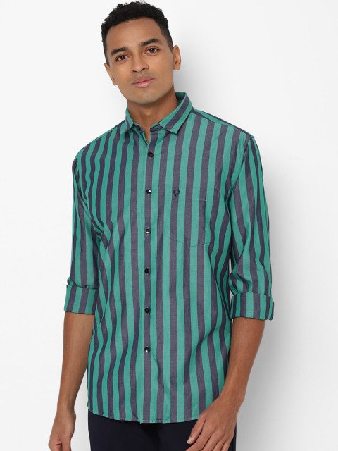 

Allen Solly Men Green Slim Fit Striped Casual Shirt