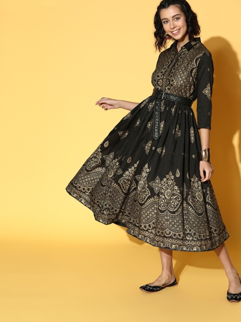 

Sangria Black Ethnic Motifs Ethnic Motifs Dress