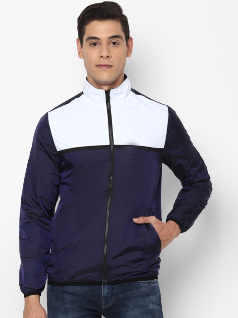 

Allen Solly Men Navy Blue & White Colourblocked Tailored Jacket