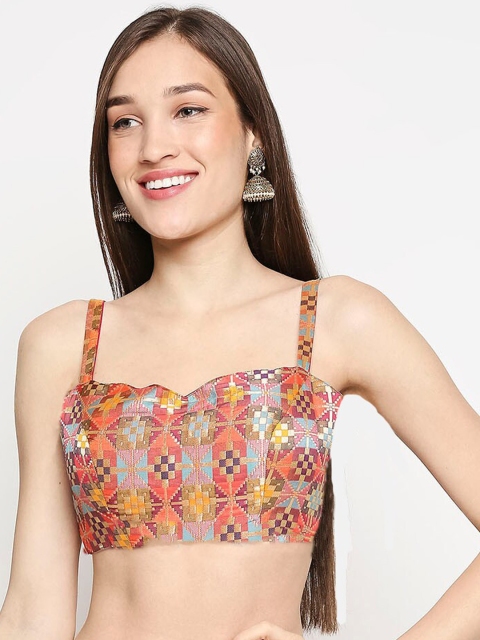 

SALWAR STUDIO Multicoloured Printed Readymade Saree Blouse, Multi