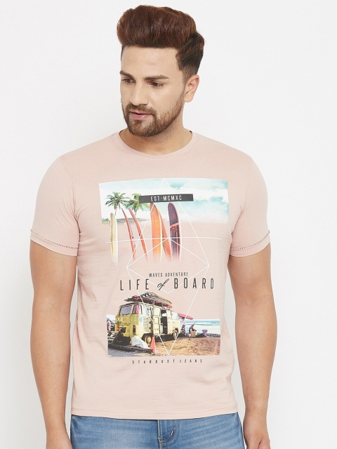

Duke Men Pink Printed Tropical Slim Fit T-shirt