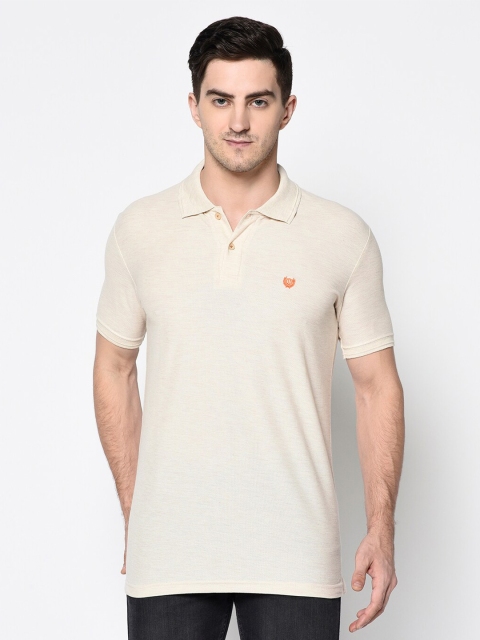 

Duke Men Beige Polo Collar Slim Fit T-shirt