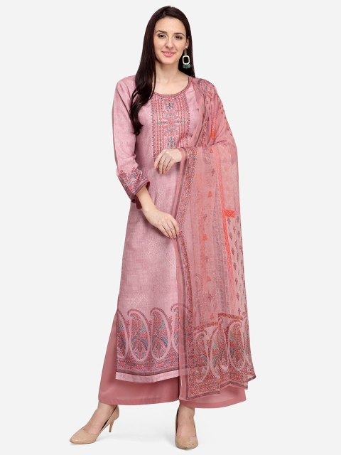 

Stylee LIFESTYLE Pink Embroidered Unstitched Dress Material