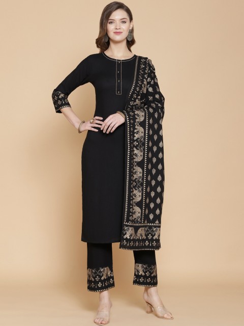 

KALINI Women Black Kurta with Trousers & With Dupatta