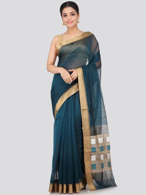 

PinkLoom Women Green & Gold Cotton Silk Solid Saree