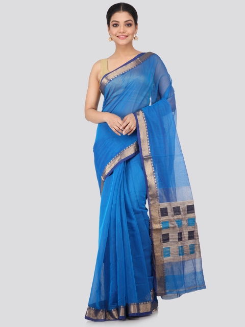 

PinkLoom Blue & Gold-Coloured Zari Chanderi Handloom Sustainable Saree