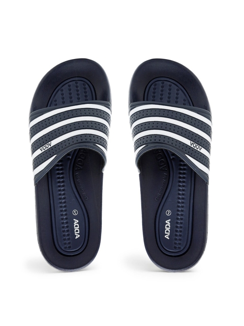 

Adda Men Navy Blue & White Striped Rubber Sliders