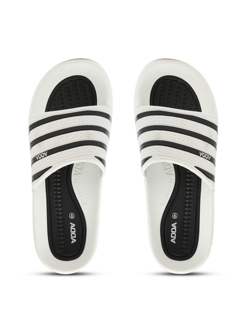 

Adda Men White & Black Striped Rubber Sliders