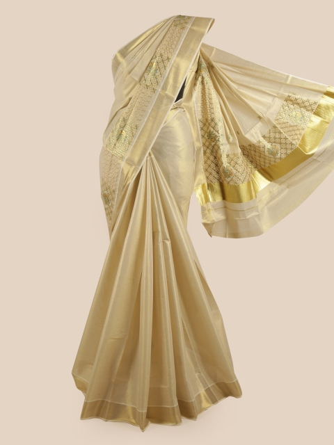 

Pothys Gold-Toned Zari Pure Cotton Kasavu Saree