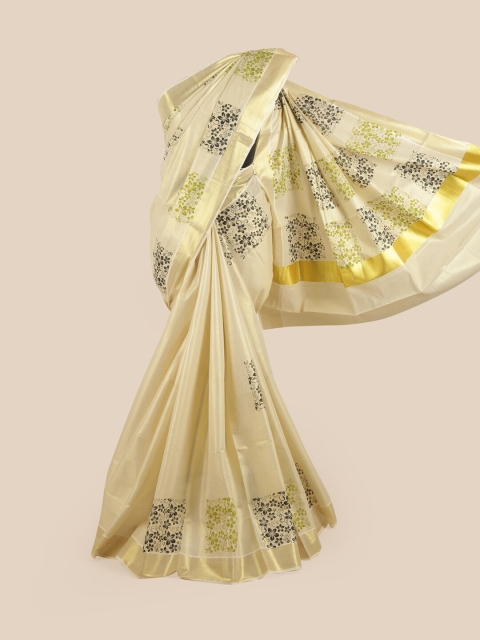 

Pothys Gold-Toned Zari Pure Cotton Kasavu Saree