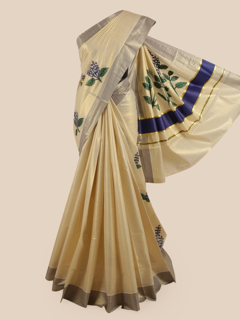 

Pothys Gold-Toned Pure Cotton Kasavu Saree